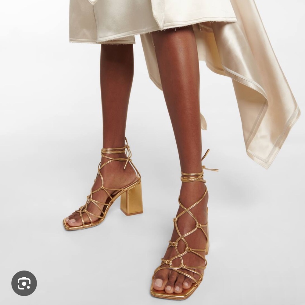Gianvito Rossi Gold Minas Block Sandal